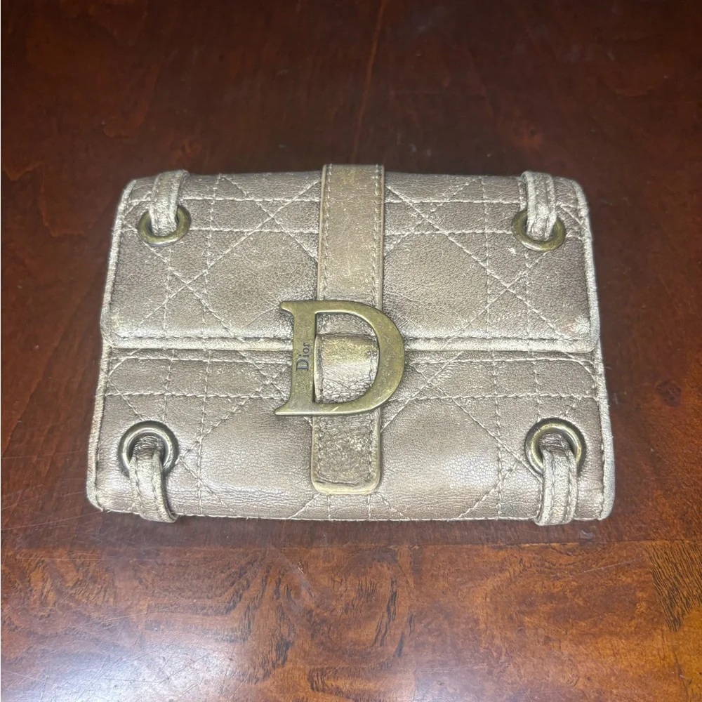 Dior champagne Gold Leather wallet